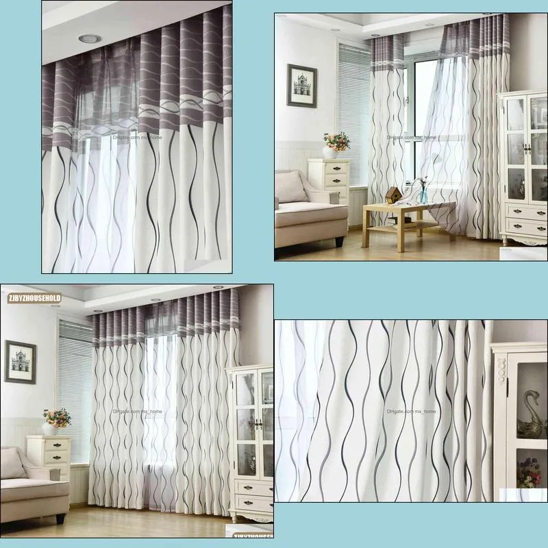 Curtain s For Living Room Bedroom Classic Black-White Line Flat Environmental Protection Printing J0727