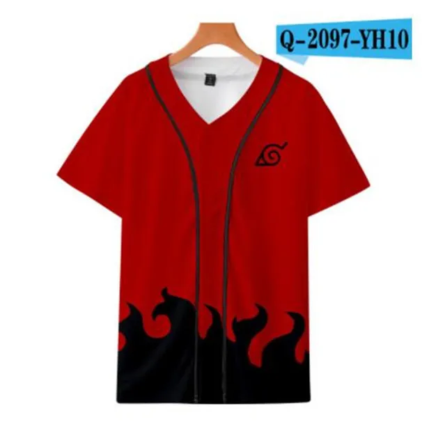 Man sommar baseball jersey knappar t-tröjor 3d tryckta streetwear tee shirts hip hop kläder bra kvalitet 044