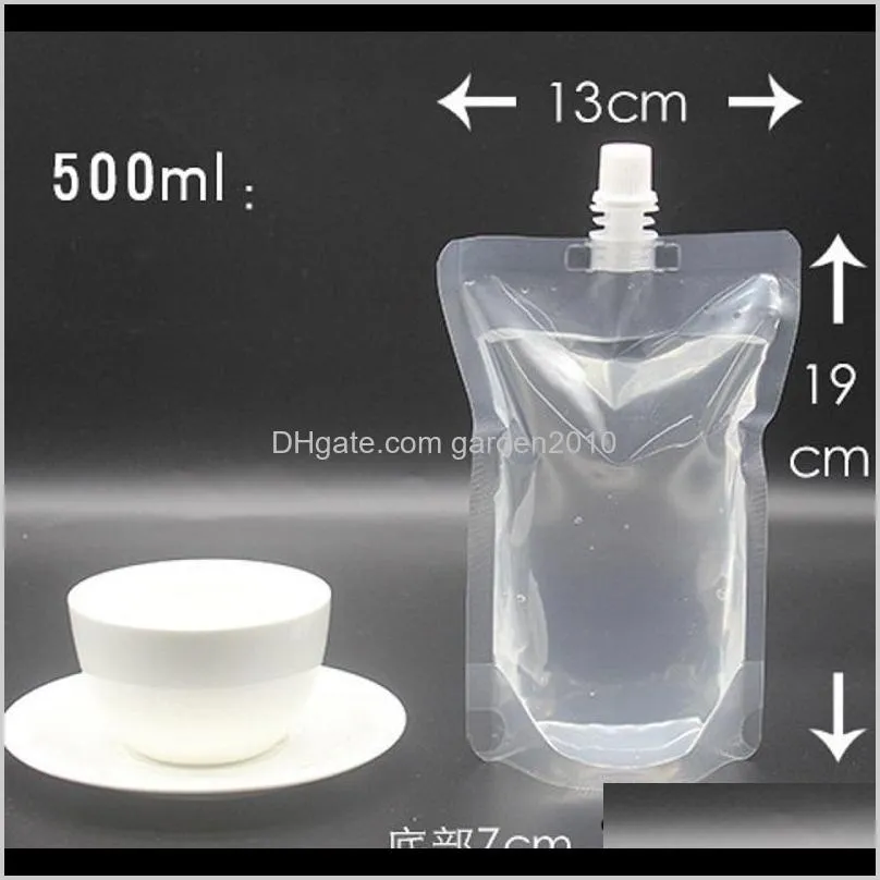 100ml 200ml 250ml 300ml 380ml 500ml empty standup plastic drink packaging bag spout pouch for beverage liquid juice milk coffee wb3456