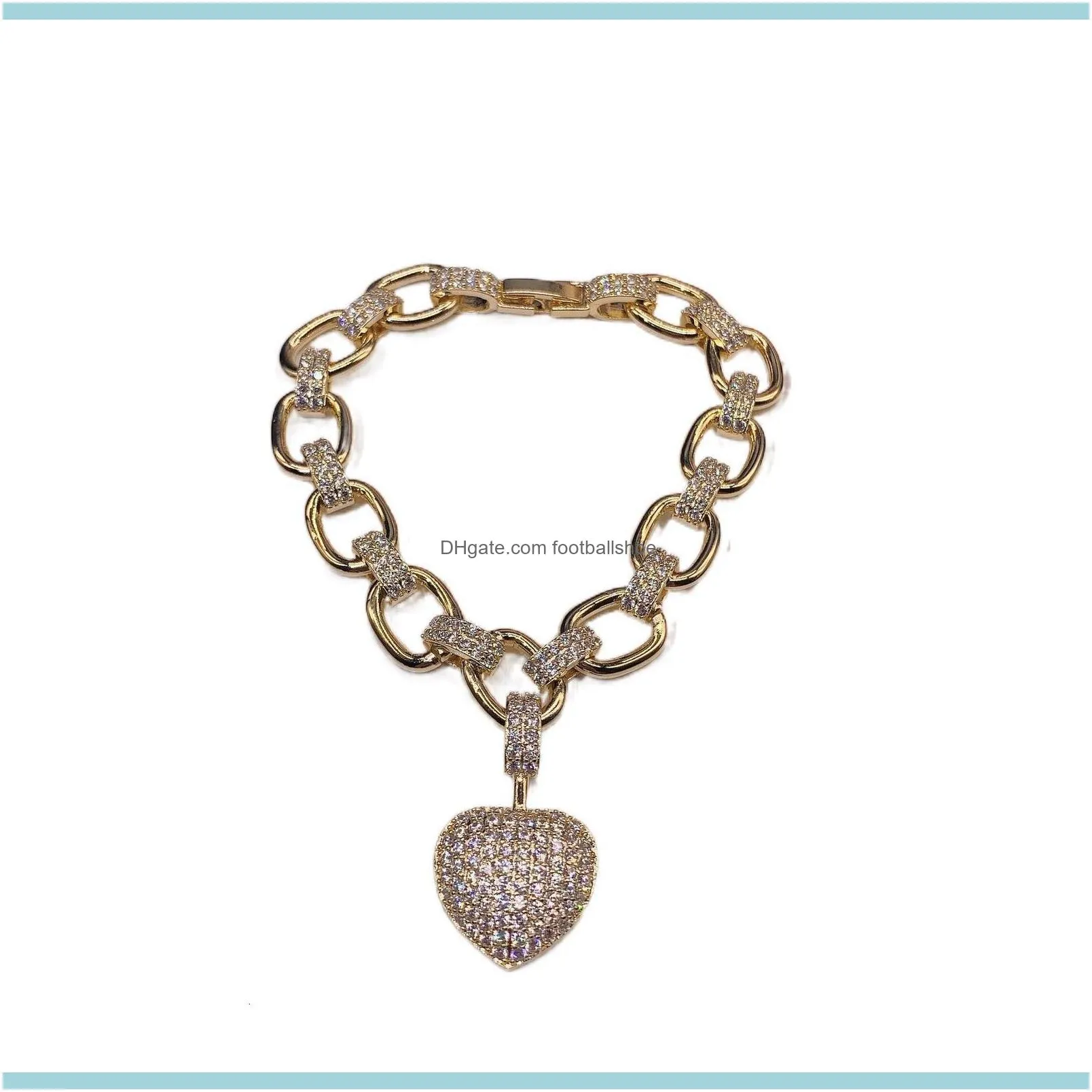 FactoryM9M1micro exaggerated simple atmosphere Ins inlaid big fashion peach heart lock necklace bracelet