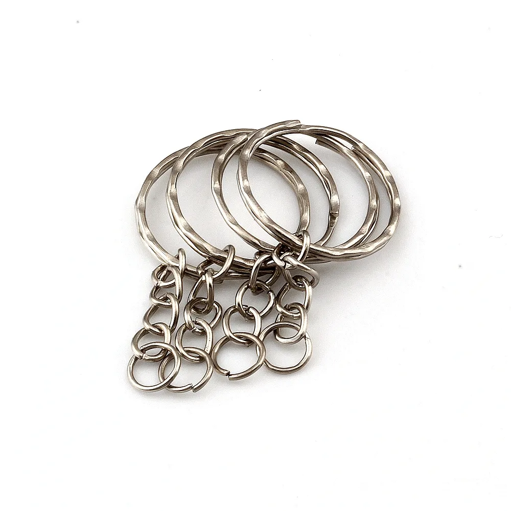 300pcs Antique Silver Alloy Keychain For Jewelry Making Car Key Ring DIY Accessories