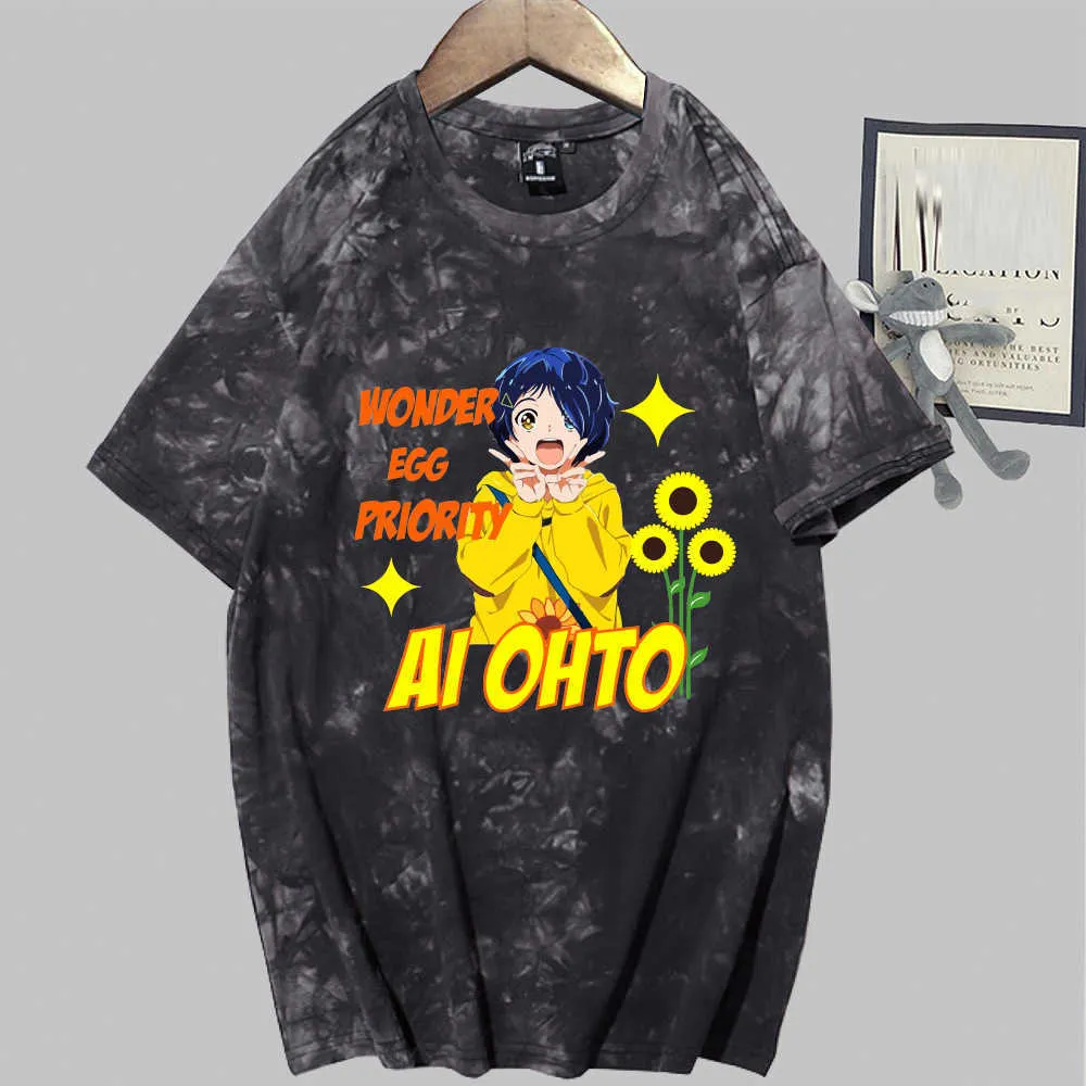 Wonder Egg Priority Hot Anime Short Sleeve Round Neck Tie Dye Casual Loose Uniex T-shirt Y0809