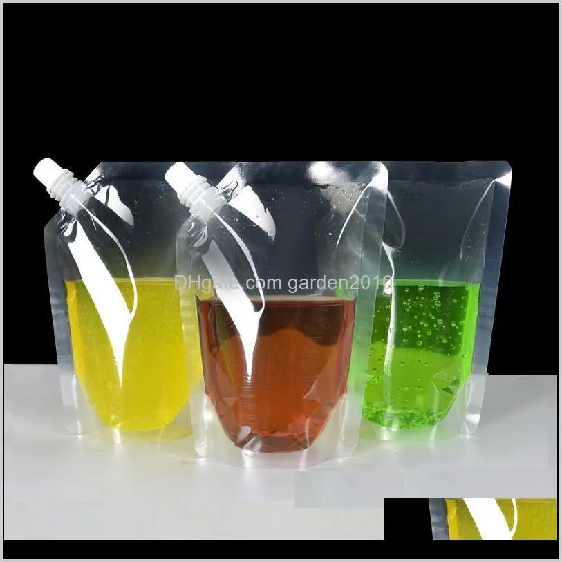 bevel opening stand-up plastic drink packaging bag spout pouch for juice milk coffee beverage liquid packing bag drink pouch wb3255