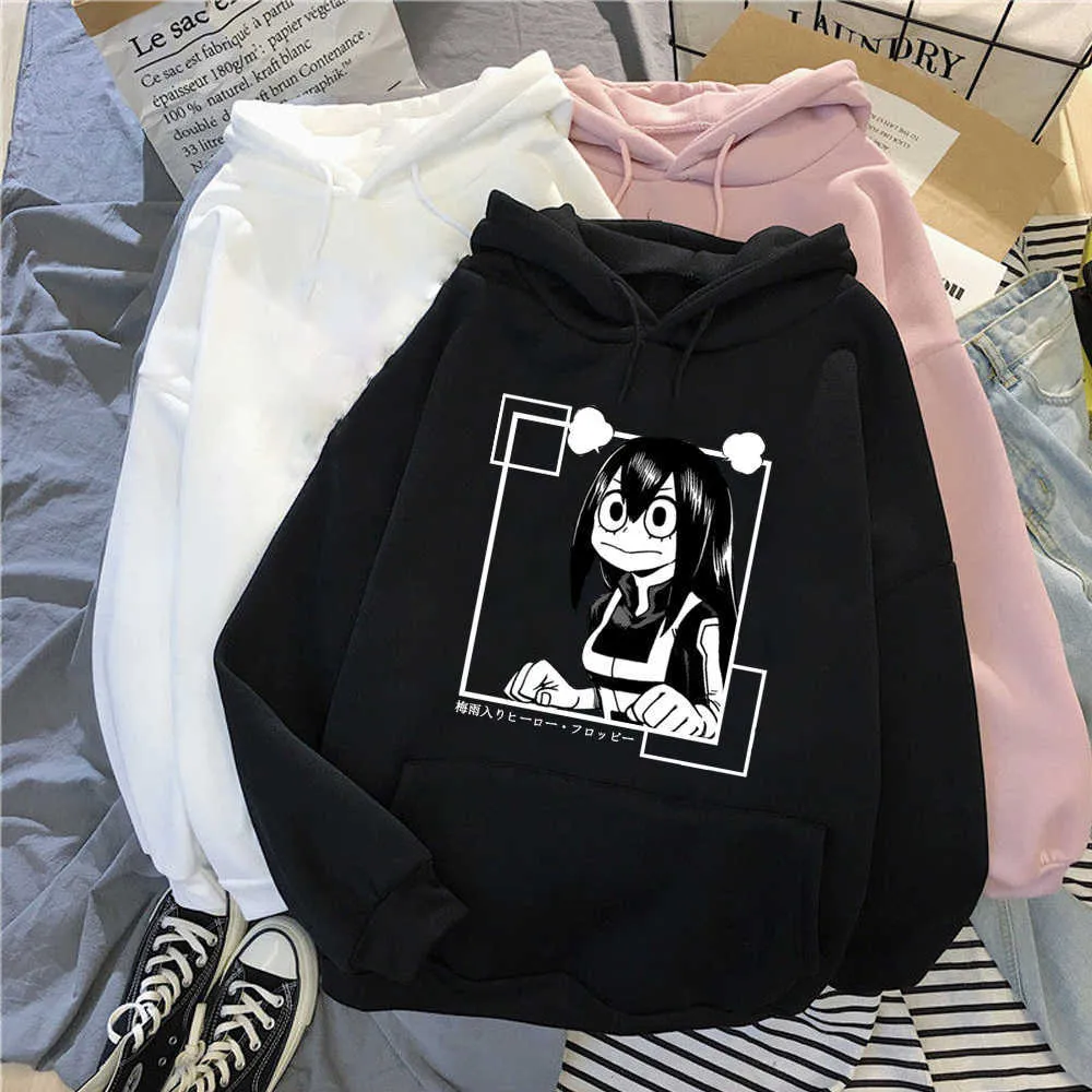 Mon héros académique hommes sweats à capuche pour femmes automne drôle Anime Asui Tsuyu pull chapeau vêtements hauts Y0803