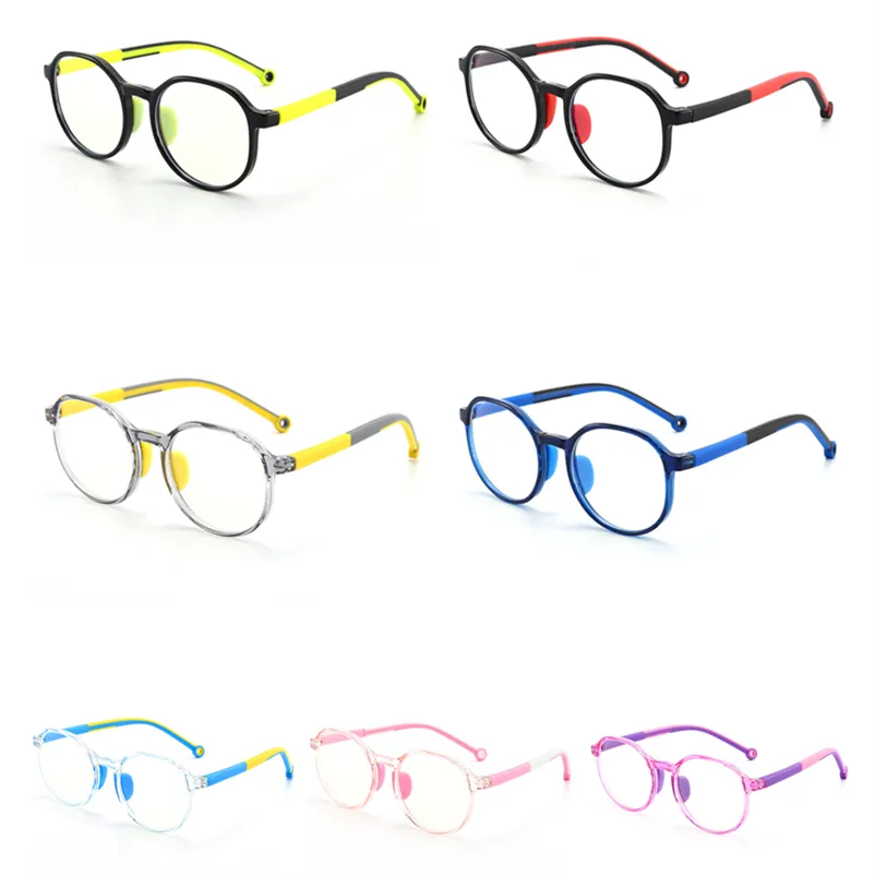 2021 lunettes anti-lumière bleue pour enfants plaquettes de nez en silicone pour enfants TR90 lunettes de téléphone portable 7 couleurs YKF8305