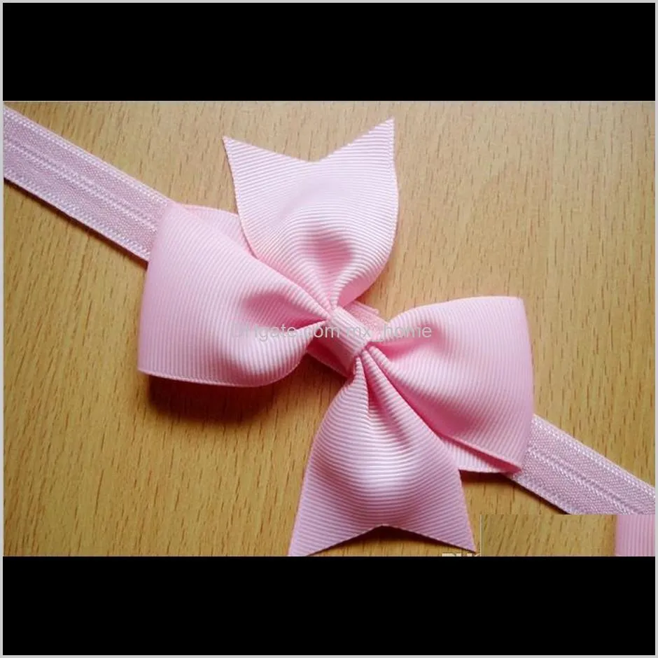 baby bow girls kids hair bands solid princess solid bowknot party infant children hair butterfly gauze headbands d6490