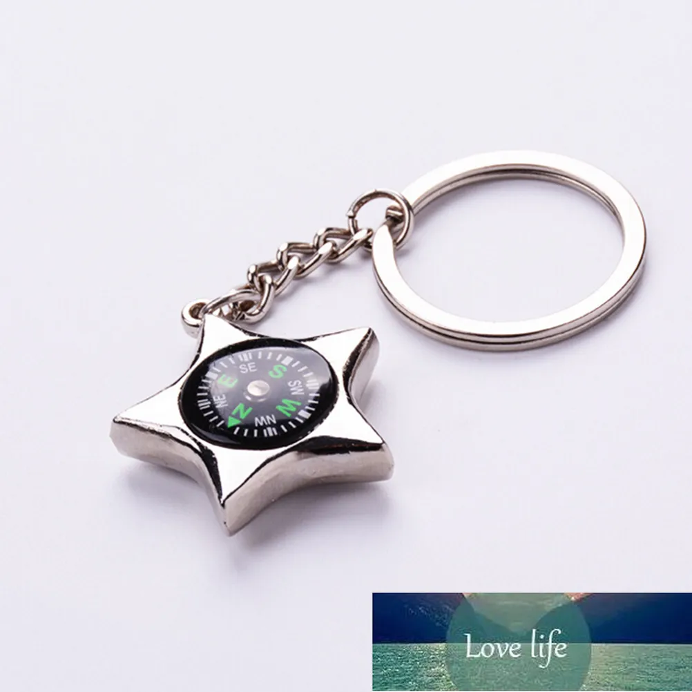 Silver Color Pentagram Compass Keychain multifunction key chains personality key cover Ring