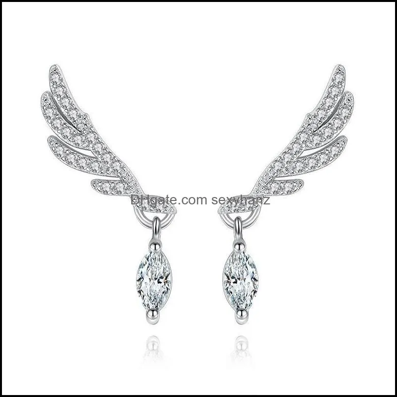 Andere oorbellen sieraden modieuze paardenoog Angel Wing 925 Sterling Sier Studs vrouwelijke oor G26 Drop levering 2021 LWFVH