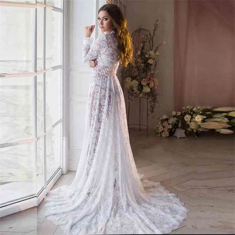 White Sexy Maternity Pography Dresses Lace Fancy Pregnancy Shoot Dress Long Women Maxi Gown For Pregnant Po Prop 210721