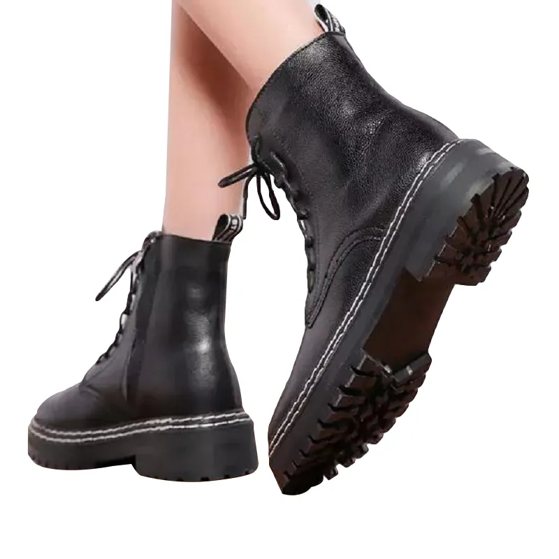 Women Boots Platform Shoes Triple Black Womens Cool Motorcycle Boot Leather Shoe Trainers Sports Sneakers Size 35-40 08