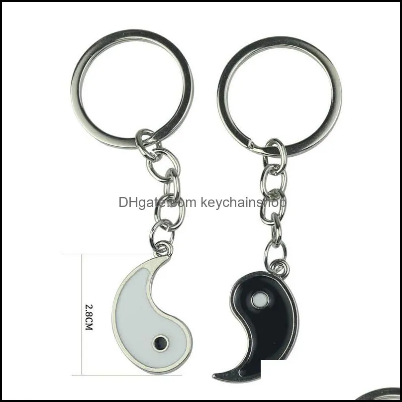 Vintage Chinese Elements of Yin Yang Taiji Bagua Couple Keychain For Keys Car Key ring Pendant Charm Fashion Alloy Keychains Gift