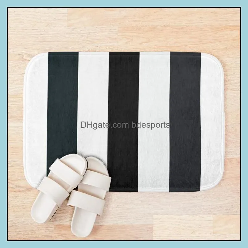 Aessories Bath Home Gardeth Tapis Tapis à rayures noires et blanches Motif 3D Imprimer Anti Slip Doux Lavable Salle de bain Drop Livraison 2021 Lldu4