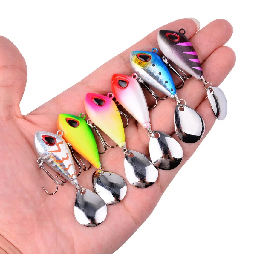 1 PCS Metal Mini Vib com Colher Lure de Pesca 6G10G17G25G 2cm Equipamento de Pesca Pin Crankbait Vibração Spinner Afundando Isca