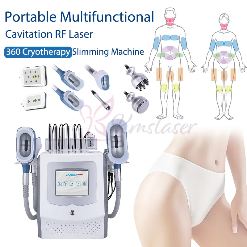 Portable 7 en 1 Cryolipolyse Amincissant la Machine avec 3 Têtes Cryo Enlèvement Graisse 40KHz Cavitation RF Lipo Laser Cryothérapie Coolsculpt Beauté Équipement