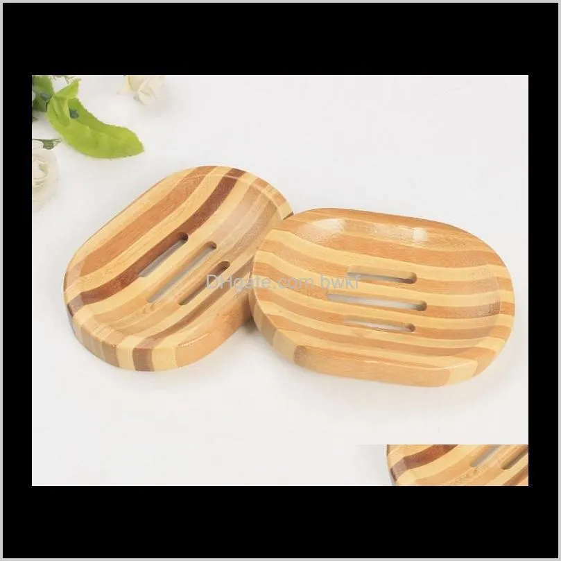 wholesale new natural bamboo soap dishes soap tray holder wash shower storage stand bath shower plate case bathroom accessories