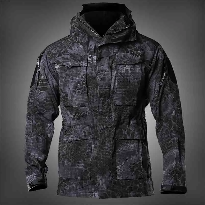 Hommes M65 UK US Army Vêtements Militaire Field Vestes Hiver / Automne Imperméable Vol Pilote Manteau À Capuche Coupe-Vent Quatre couleurs 210819