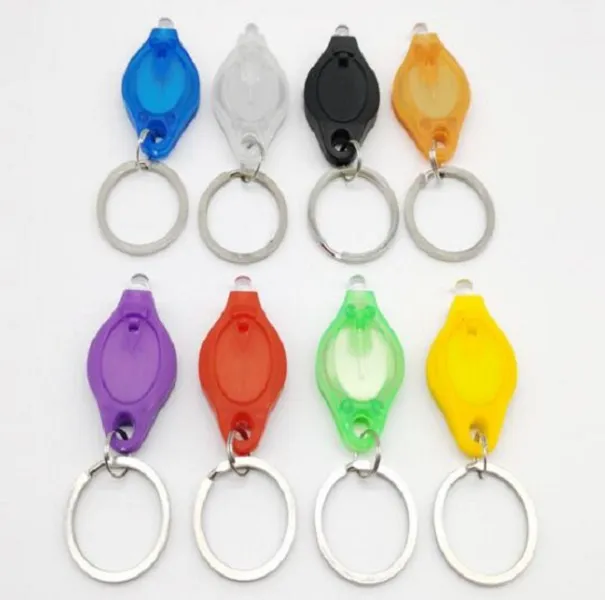 8 couleurs Mini torche porte-clés anneau PK porte-clés blanc LED lumières UV LE D ampoules Micro porte-clés lampe de poche