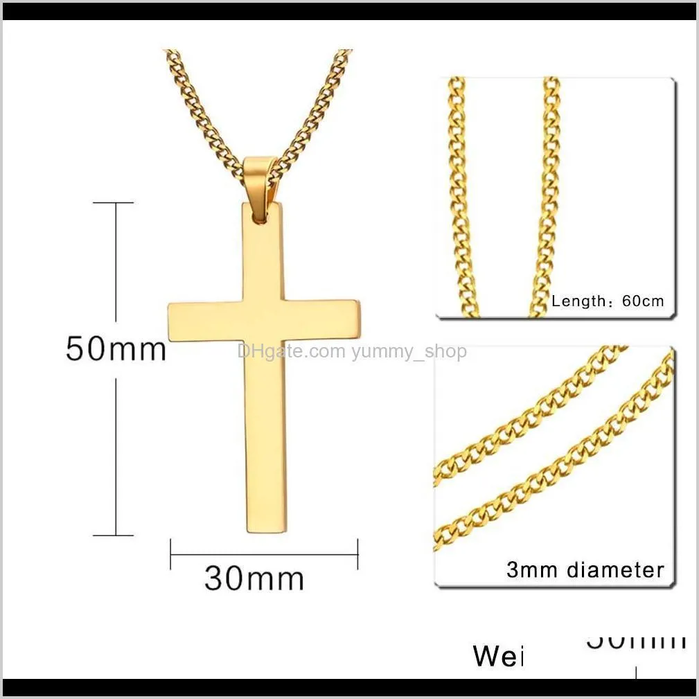 fashion stainless steel cross necklace for men women gold silver black link chain jesus cross pendant necklaces prayer jewelry