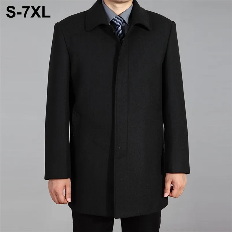 Erkekler Kış Ceket Sonbahar Yün Ceket Yüksek Kaliteli Yün Ceket Erkek Bezelye Ceket Palto Erkekler Kış Uzun Ceket Artı Boyutu 7XL 211218