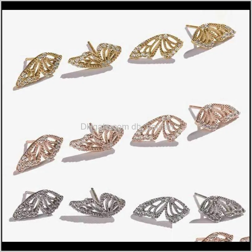 minimalist small cubic zirconia butterfly stud earrings tiny dainty mini butterfly earrings jewelry for women girls1