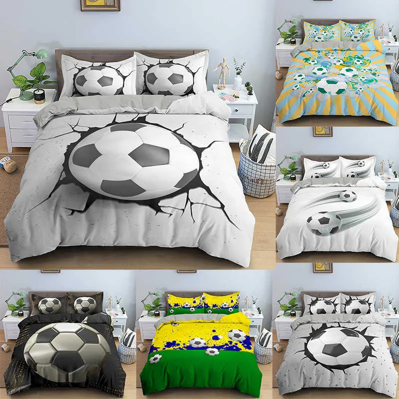 Conjunto de cama de futebol 3D Conjunto de edredão de futebol Billwcase 210615