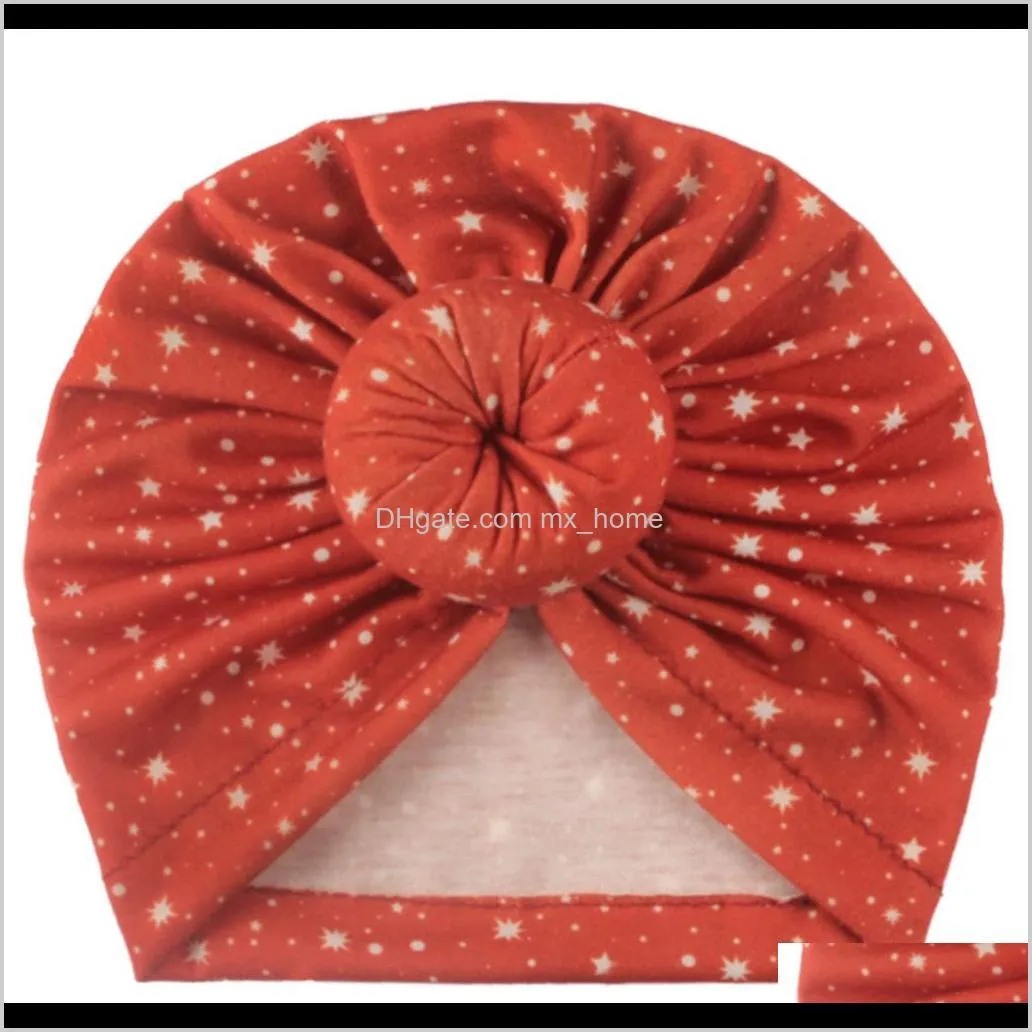 new baby products children`s headscarf cap baby star print knotting indian pullover cap