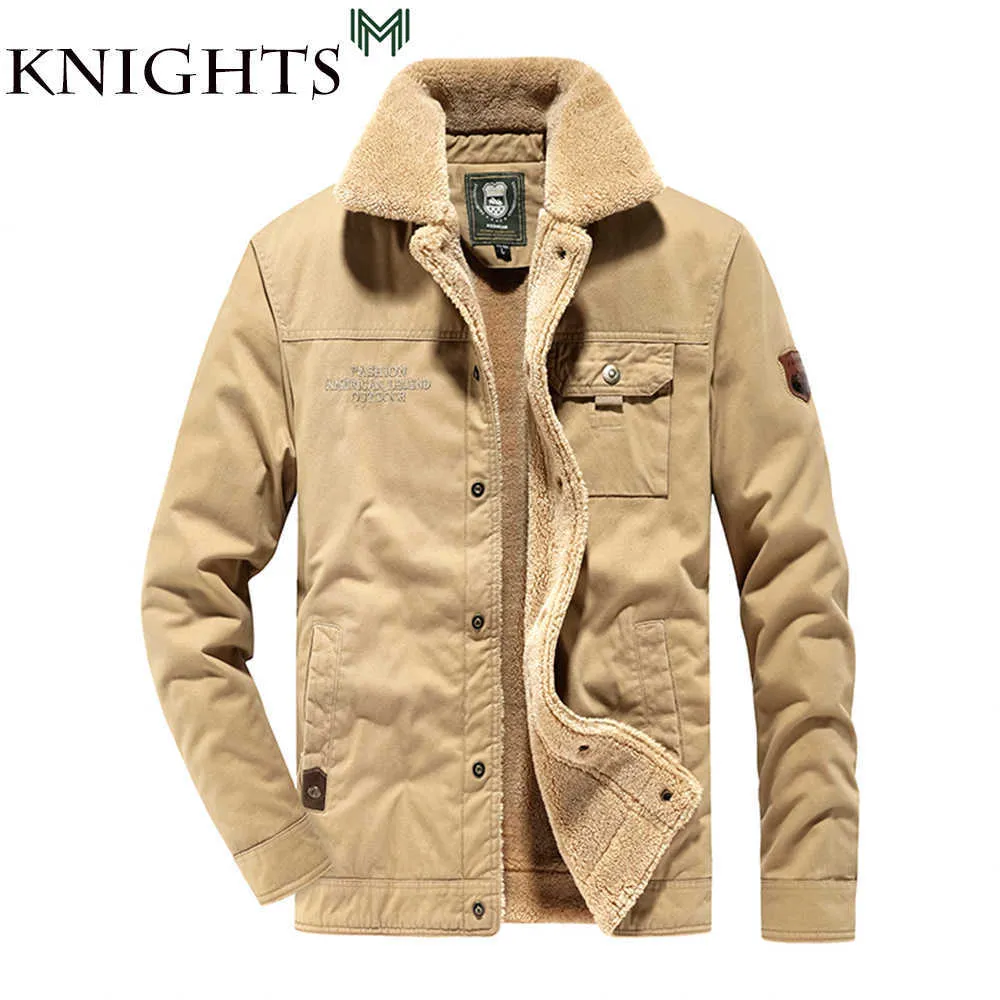 Mannen Winter Bomber Jacket Air Force Pilot Warm Bont Collar Army Tactical Fleece Drop 211013