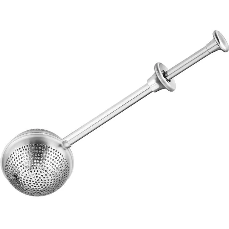 2021 Tea Strainer Ball Push Tea-Infuser Loose Leaf Tool Herbal Teaspoon Filter Diffuser Home Kitchen Bar Drinkware Stainless Steel