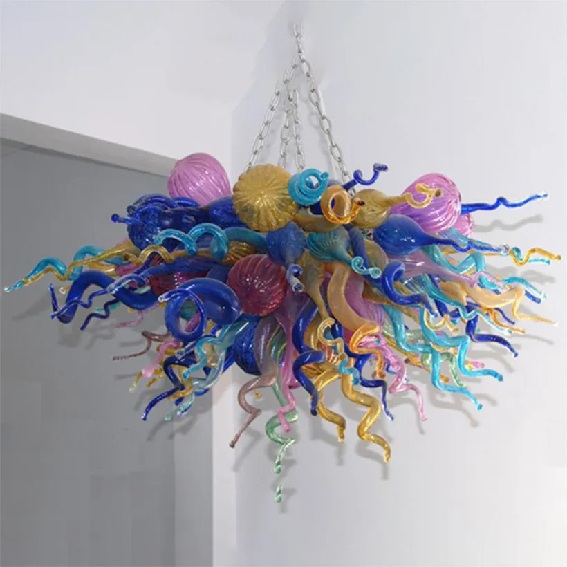 Lámparas multicolores creativas modernas 120 * 90 cm Luces colgantes 100% hechas a mano Lámparas de cristal de Murano para el hogar Sala de estar Deco Lámpara de araña industrial