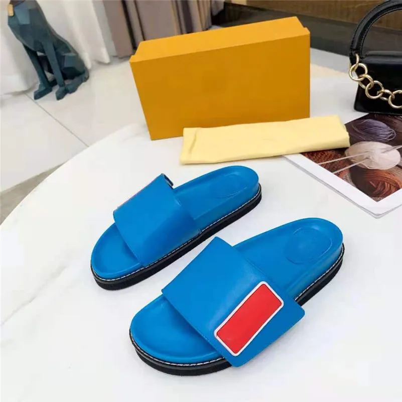 Top Quality Mule Waterfront Women Slippers Designer Sandals Summer Fashion Wide Flat slides With Box And Dust Bag Thick Flip Flops