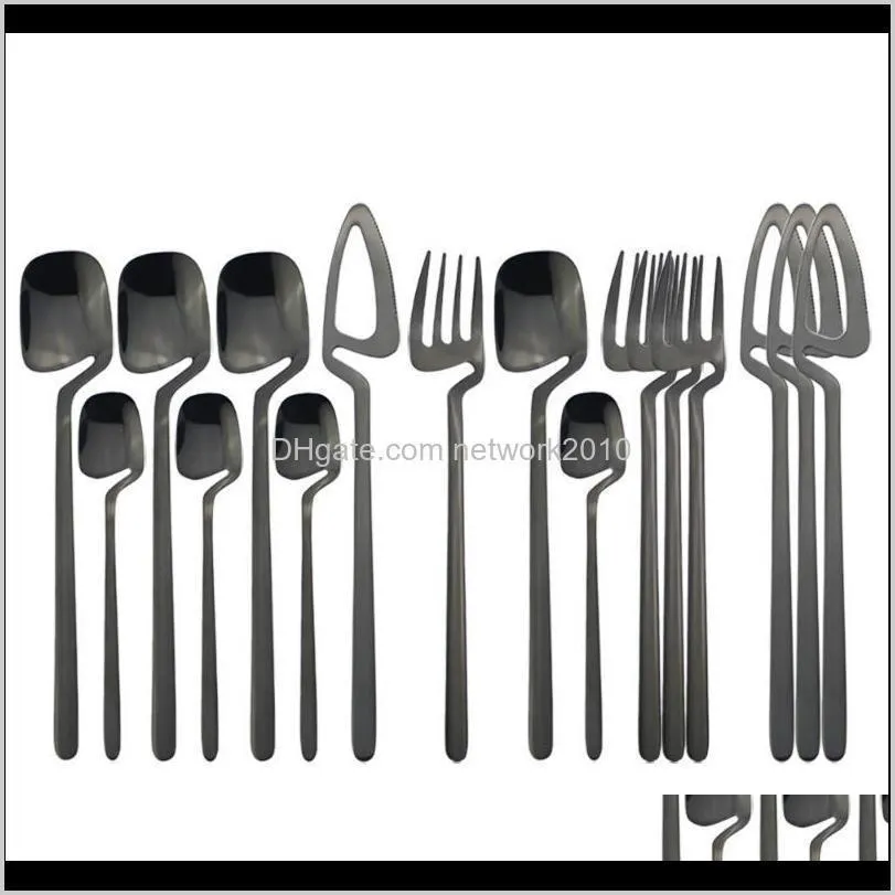 Kitchen, Dining Bar Home & Garden16Pc/Set Cutlery Set Stainless Steel Hanging Tableware Golden Forks Knifes Spoons Teaspoons Flatware Sets K