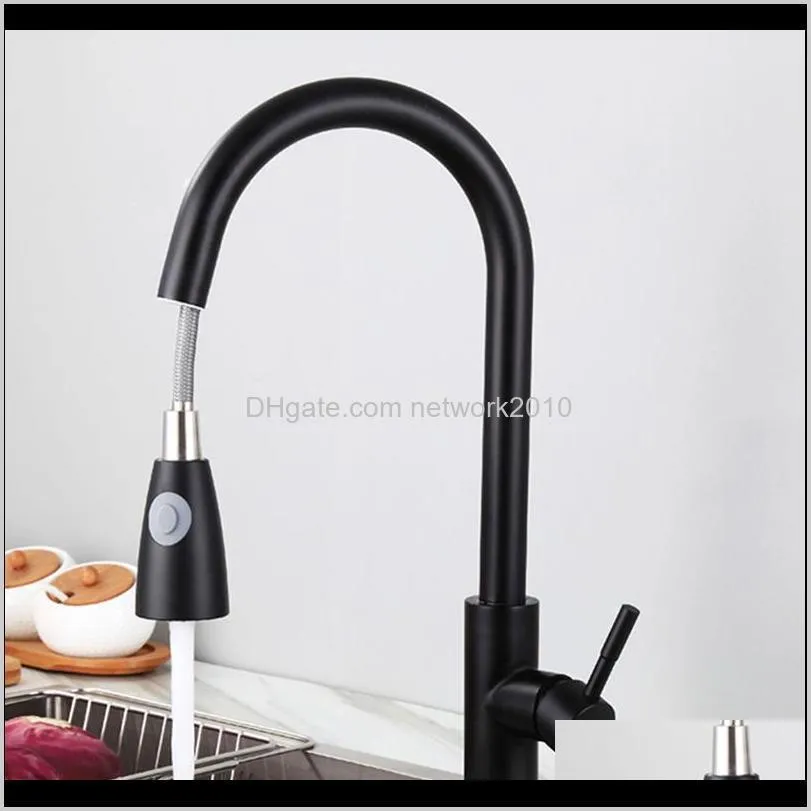 kitchen faucet stainless steel single handle 360ﾰ swivel sink mixer tap with pull down sprayer home rotatable pull-out faucets