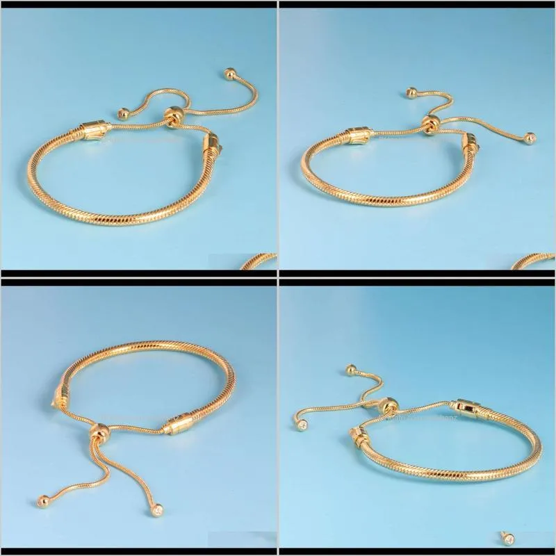 18k yellow gold plated bracelets hand rope for  925 sterling silver bracelet for women with original gift box
