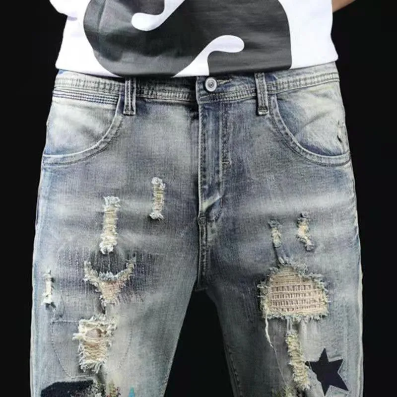 2021 Mens pants Shoes shorts Jean Coconut trees graffiti ripped capris shkinny Jeans Designers Men S Clothing