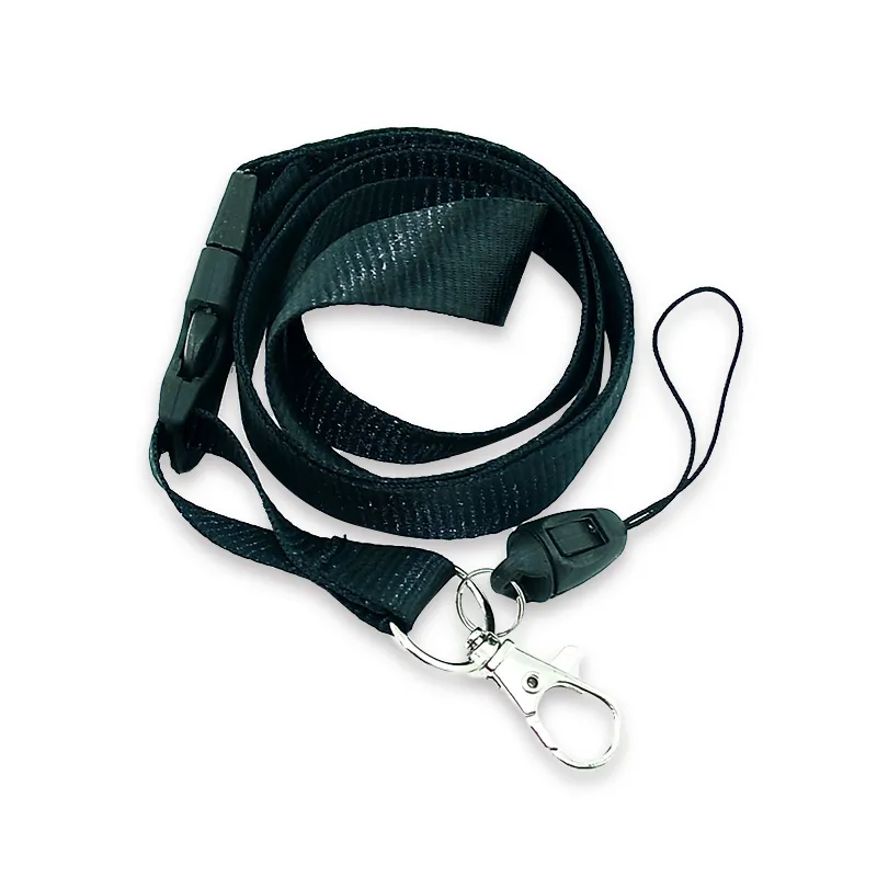 Vanlig svart färg lanyard nyckelring halsband mobilhållare ID-märkehållare nackremmar snoddar 12st / mycket hel