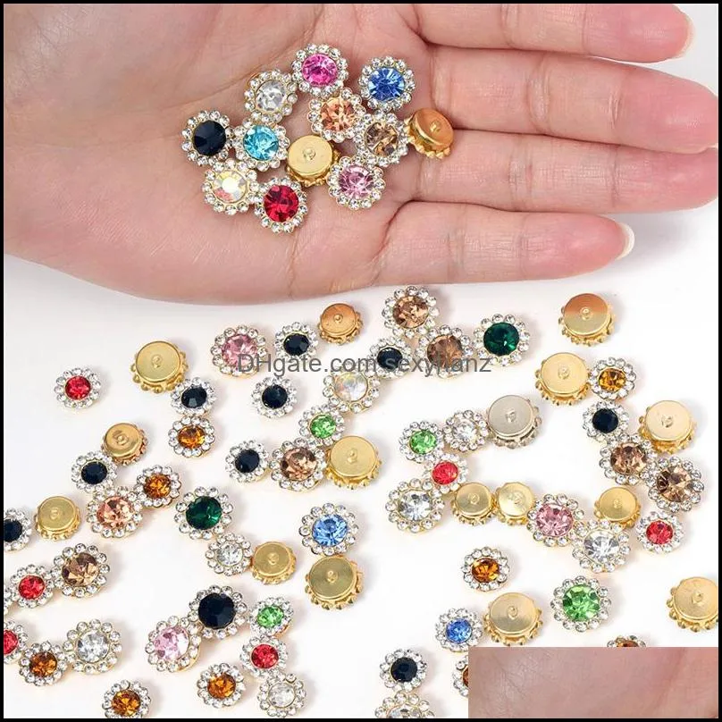50pcs 10/12mm Rhinestone Bezel Patch Cabochon for Bows Diy Needlewrok Sew on Glass Crystal Beads Hair Accessories Jewelry Making 1514