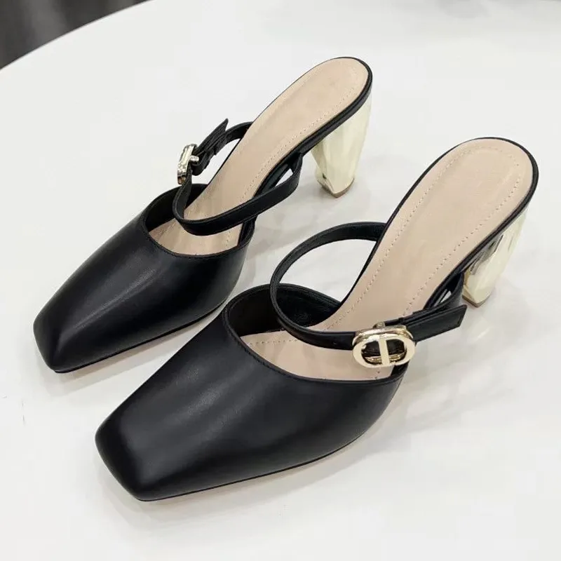 Fashion luxury ladies sandals black patent leather Roman high heels ladies unique letter dress wedding sexy shoes size 35-41