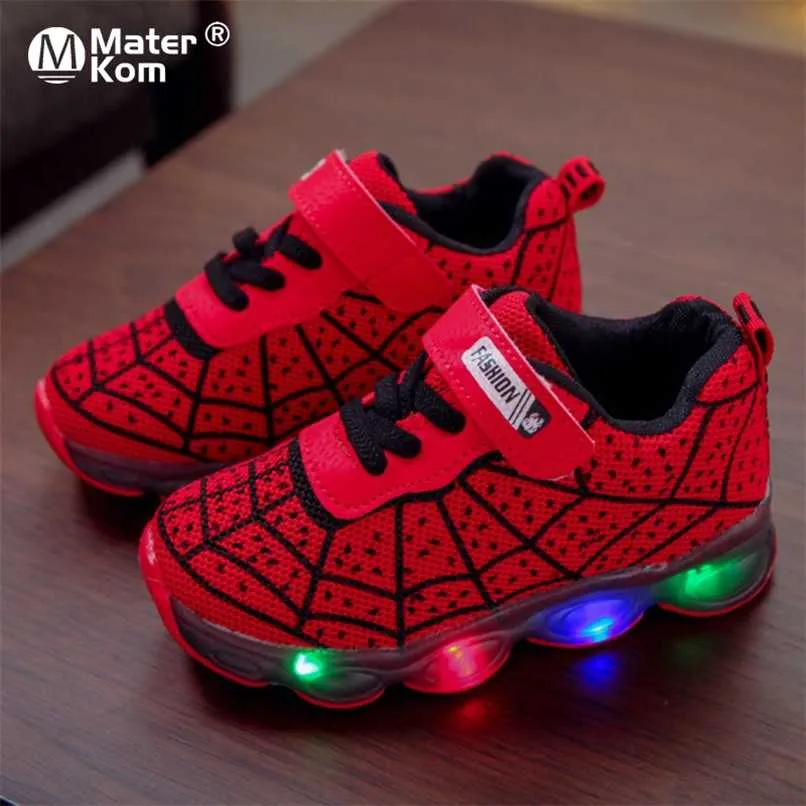 Tamanho 21-35 Sapatos de LED para bebês com luzes Mesh Sapatos infantis para crianças, meninos, luminosos, sapatos para meninas, tênis brilhantes para crianças 211022