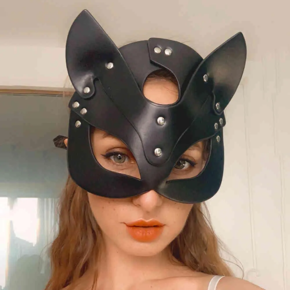 Sexy Ledergeschirr Auge Erotik Fetisch Sex Tools Halloween Maskerade Cosplay Kaninchen Gesichtsmaske BDSM für Spielzeug für Erwachsene