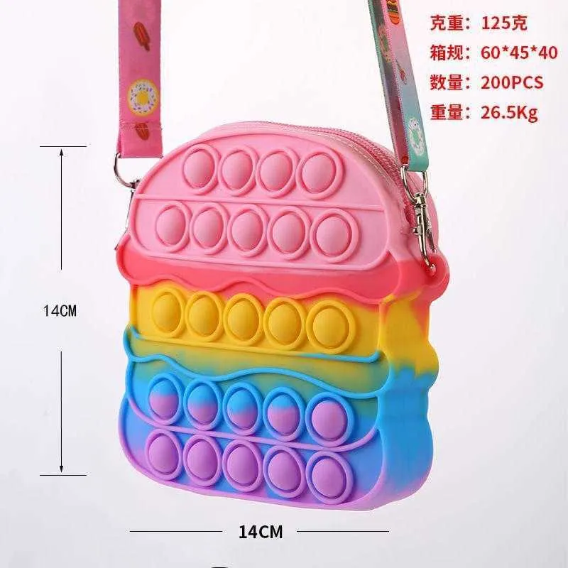 Party toys Finger Toy Fidget Bubble Coin Purse Chain Shoulder Bag Pencil Case Phone Wallet Bags Fashion Decompression Storage Toys DHL