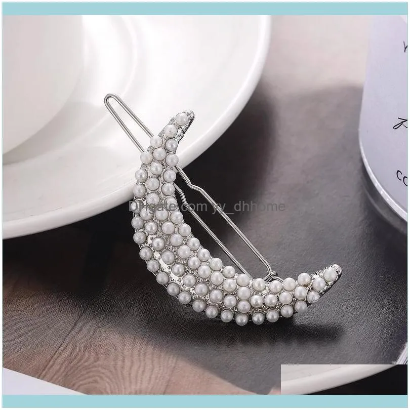 Hair Clips & Barrettes Rhinestone Crystal Faux Pearl Moon Pins Fashion Jewelry Bride Wedding Headwear Accessories For Women EH44