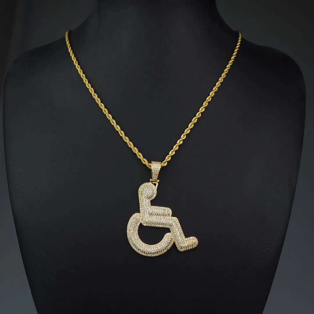 Выделка для инвалидных колясок для подвесной ожерелье Золото серебряное цвет Bling Cubic yricon Men Hip Hop Rock 5531884