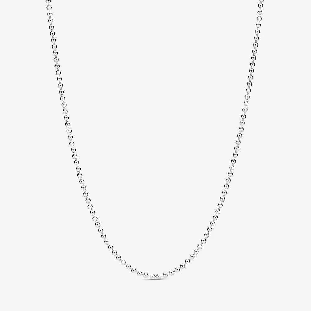 100 925 Sterling Silver Shiny Ball Link Chain Necklace Fit