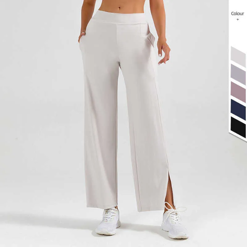 Pantaloni da yoga per sport a gamba larga in corno diviso Leggings da donna Vita alta Sollevamento dell'anca Tubo dritto Per il tempo libero Danza Collant per il fitness Pantaloni