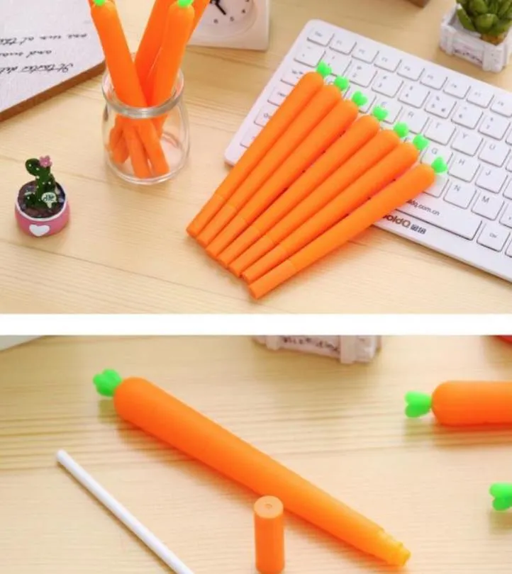 Cute Black Refill Neutral Pen Stationery Korean Personalized Signature Gel Pens Student Carrot Water-Based Pen