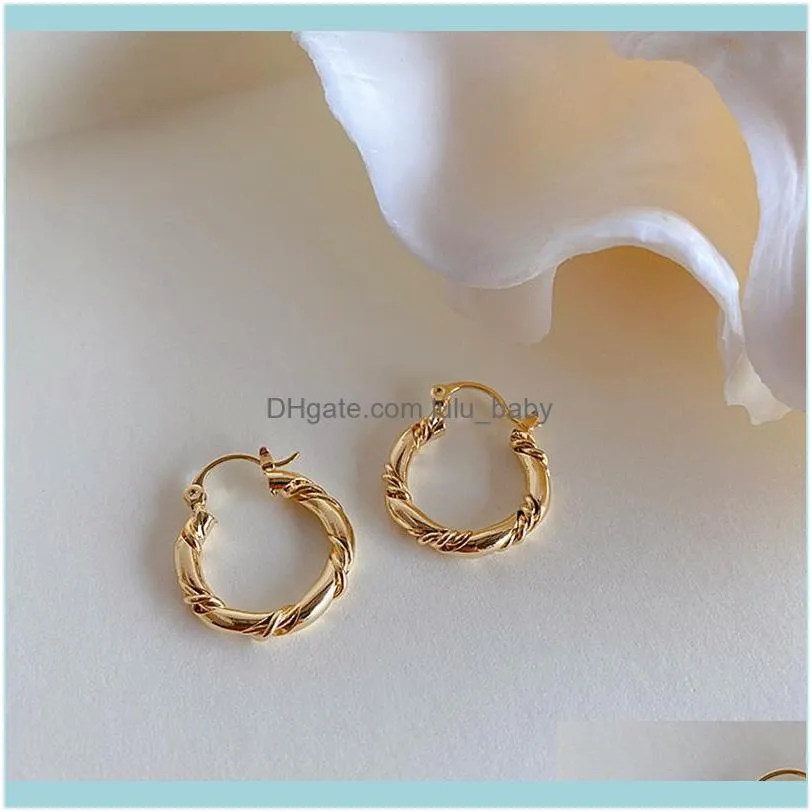 French Style Nickle&Lead Free Twisted Curve Small Gold Plated Hoop Earrings For Women Ladies Daily Jewelry & Huggie