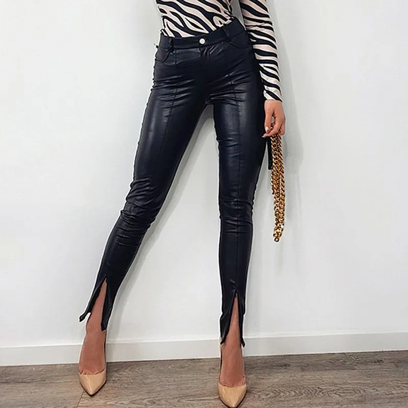 Pantalon cuir 2025 fendu