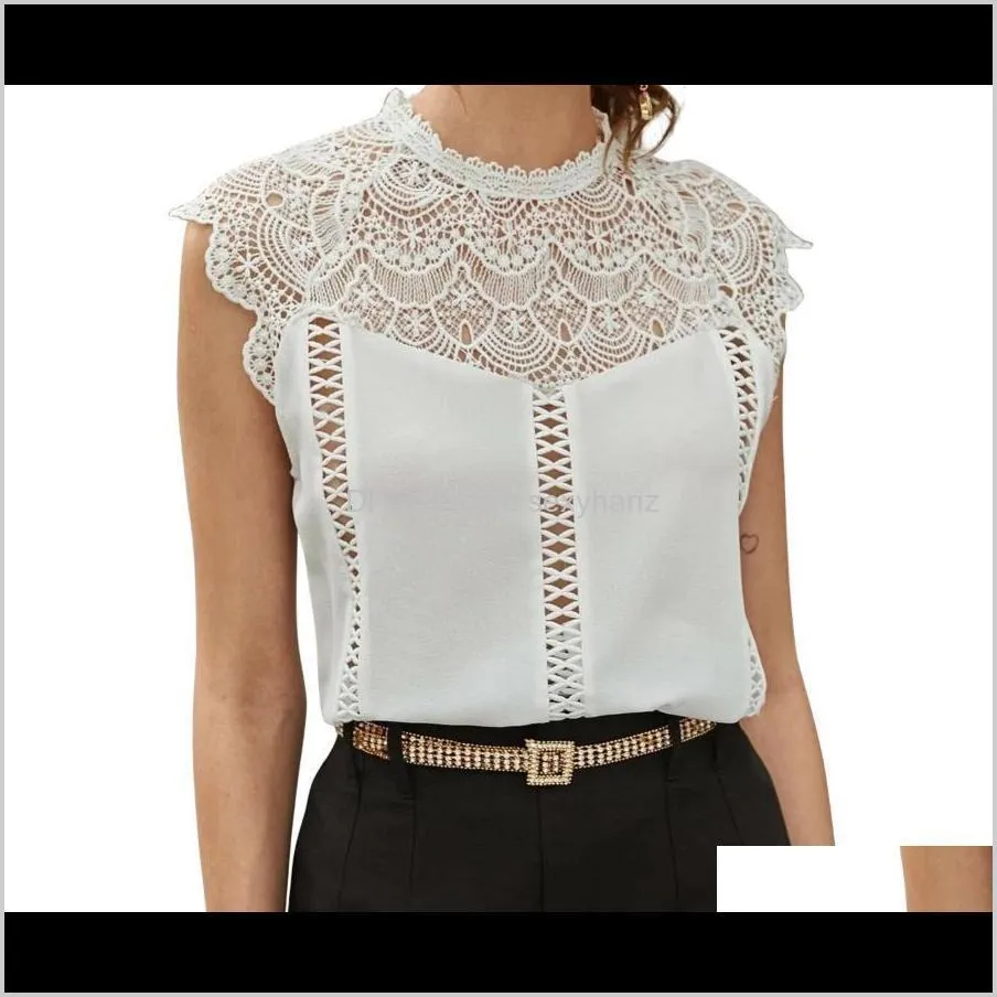 female streetwear chiffon polyester shirt sleeveless solid color blouse street style two-striped lace top 2020 women`s blouse1