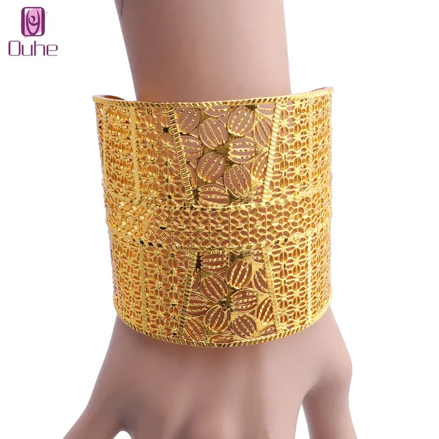 Trendy Flower Bnagle Vrouwen Sieraden 24K Gouden Kleur Armbanden Armband Afrikaanse Dubai Arabische Partij voor Mom Gifts