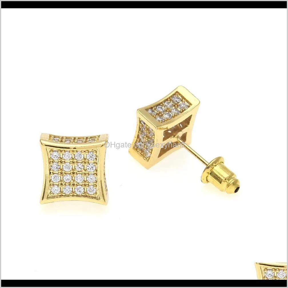 Hip-hop micro wave set of Zirconia Earrings professional men hip hop accessories wholesale